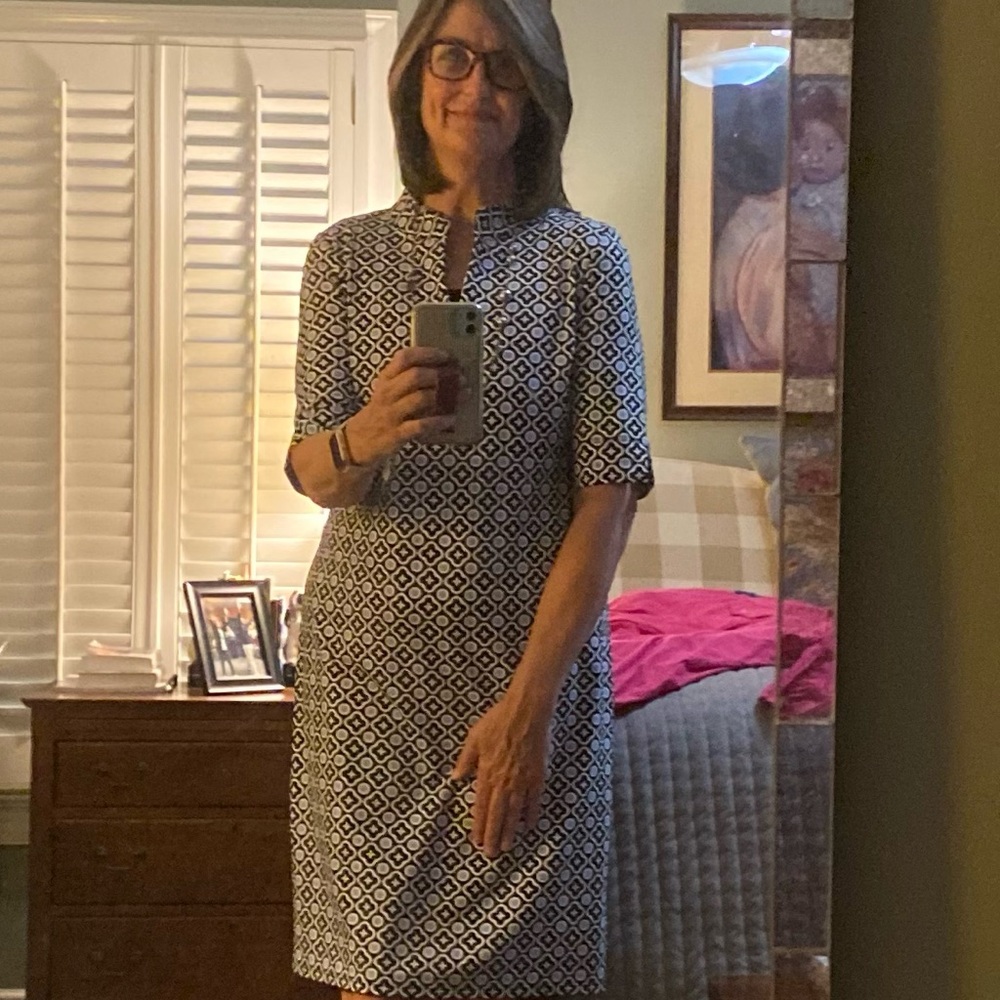 Talbots Black and Lavender Geometric Tunic Dress